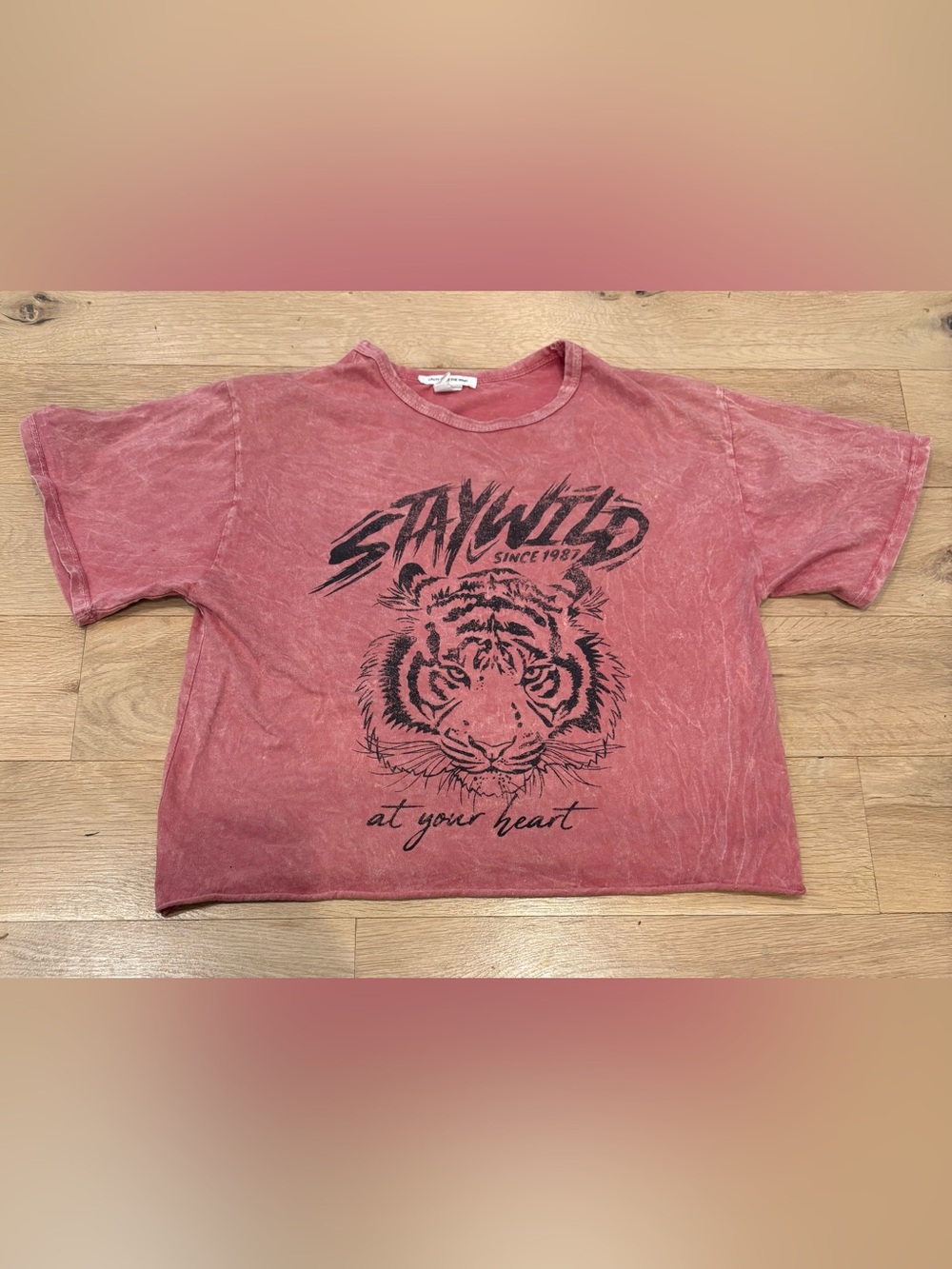 Caution To The Wind Dusty Rose Graphic Tee Stay Wild- Black Print